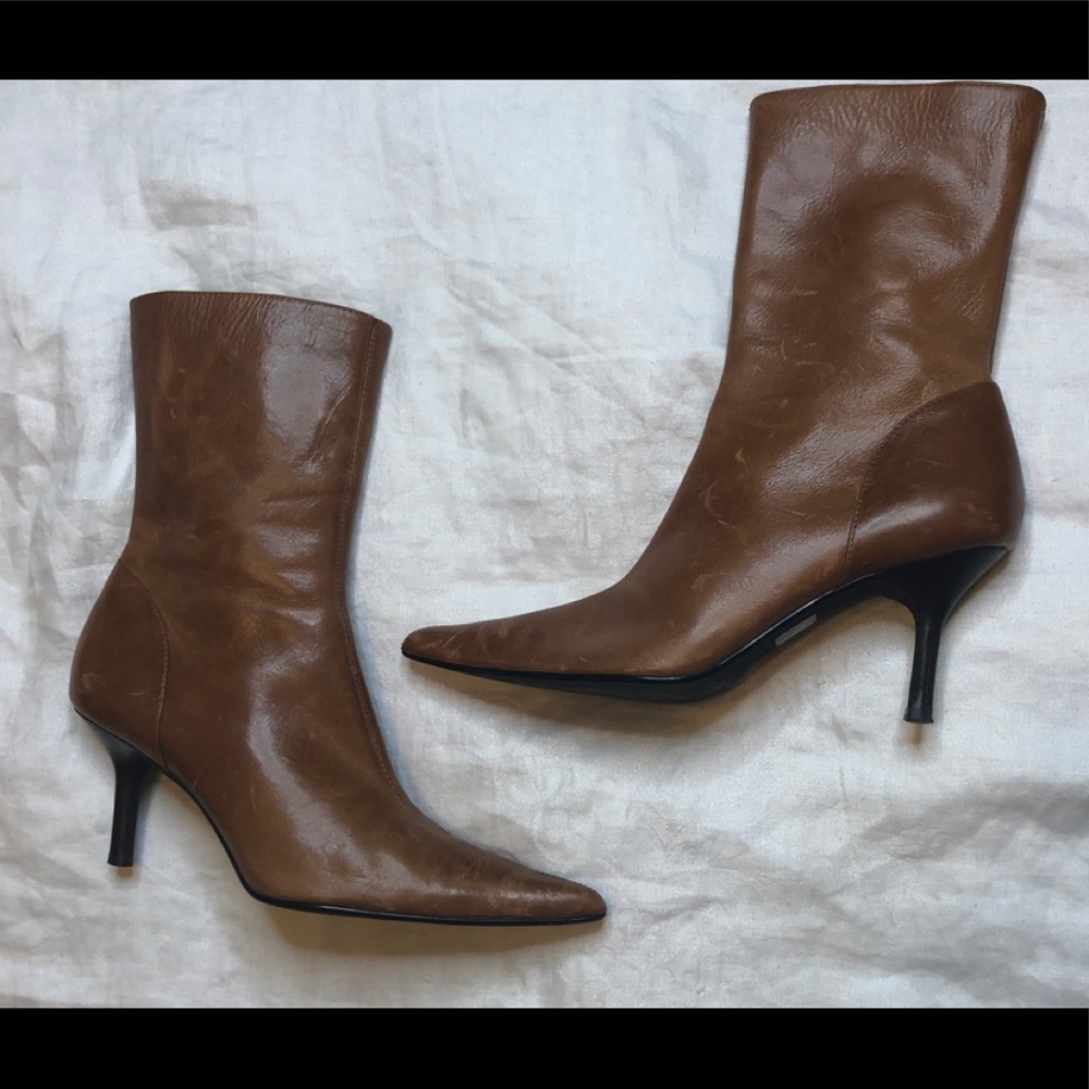Steve Madden Sz 8.5M Cognac Pointy toe Ankle Boots